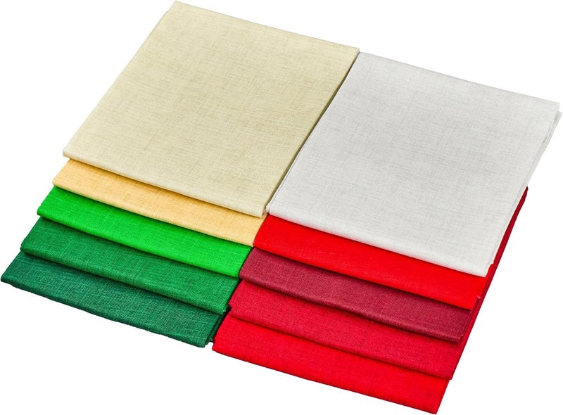 craftido - 11 Options Solids with Tweed Tonals - Assorted Color Cotton Quilting Fabric Bundles 10pcs Fat Quarters 18"x21" - Medium Weight 5.2oz - for Quilting, Sewing and Crafts - Happy Holiday - Image 3